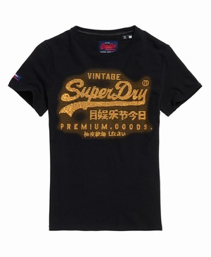 Superdry Premium Goods Férfi Pólók Fekete | QBRHL8247